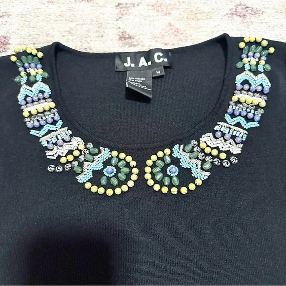 Y2K J.A.C. beaded collared black tank top size medium - Picture 8 of 10